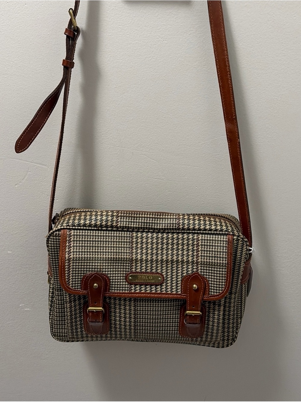 Vintage by Ralph Lauren Houndstooth Messenger Bag with pockets - Picture 9 of 11